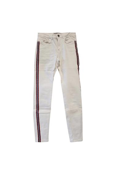 SIDE STRIPE WHITE JEANS STRAIGHT FIT