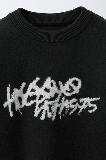 GRAFFITI KNIT SWEATER - Black by Zara - Image 2