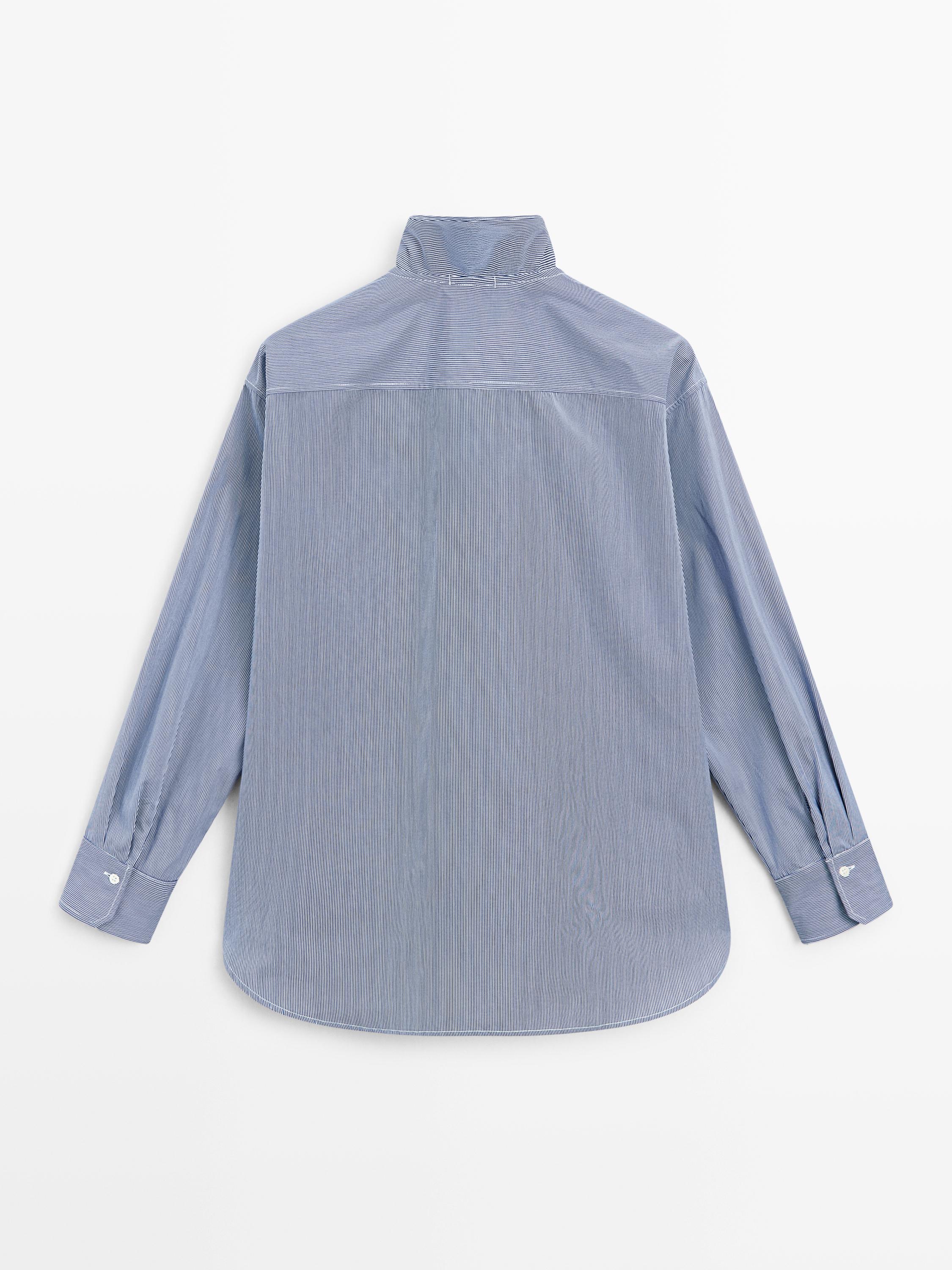 Shirt with ruffled collar detail
