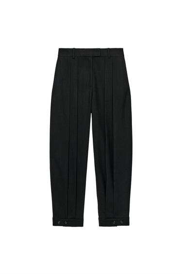 PANTALÓN PINZAS TRABILLAS ZW COLLECTION - Negro de Zara