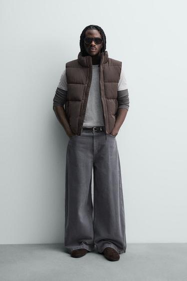 جيليه CROPPED FIT منجد - بني الخاص بـ Zara