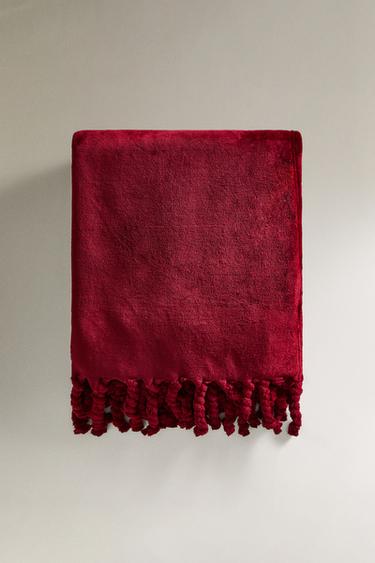MANTA POLAR LISA FLECOS - Rojo de Zara