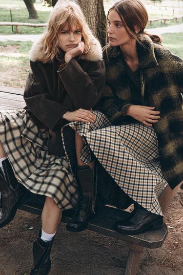 CHECK WOOL BLEND COAT ZW COLLECTION LIMITED EDITION - Black / Green by Zara - Image 6