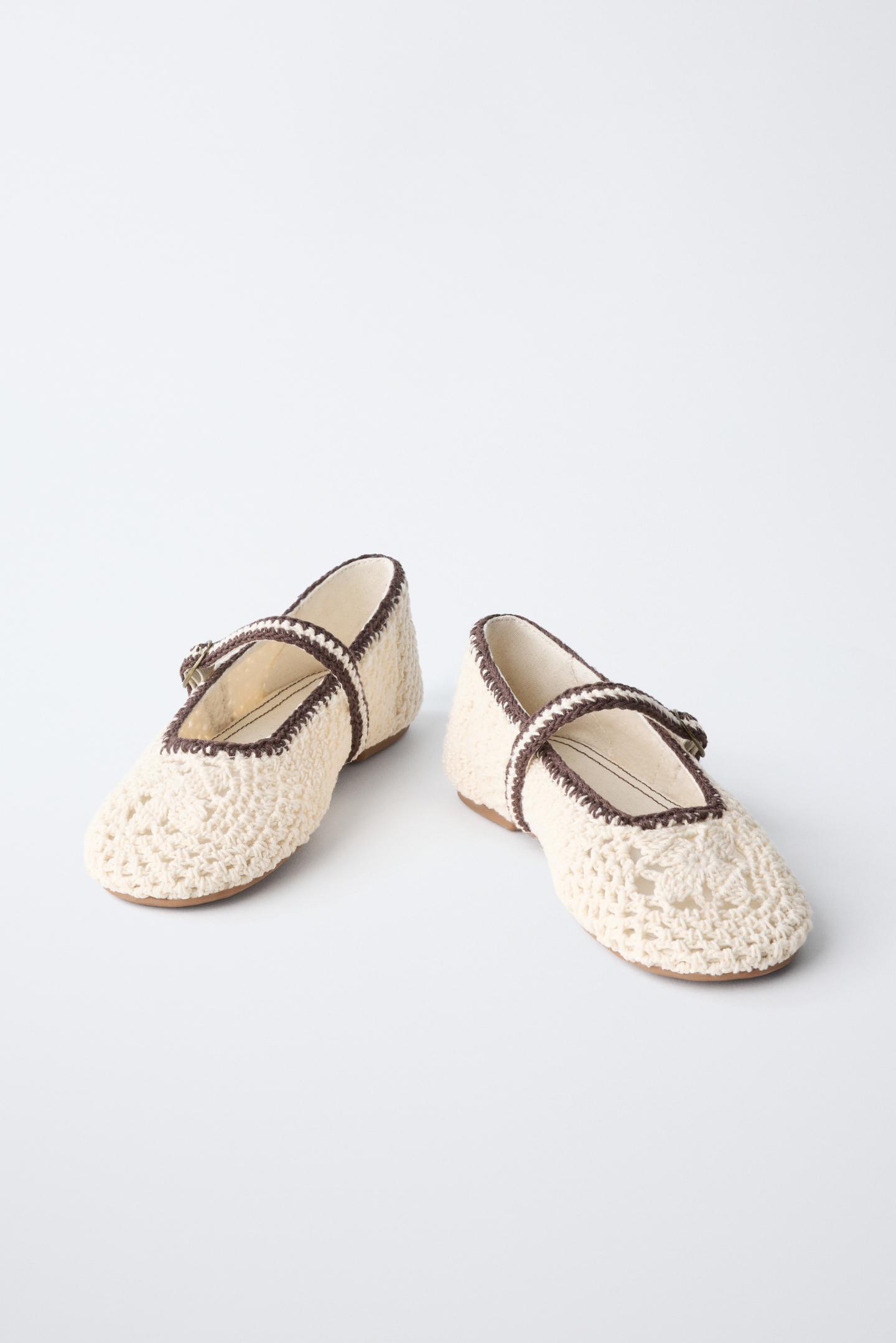 Детские балетки Zara Crochet Ballet Flats, цвет: Молочный белый — фото 3