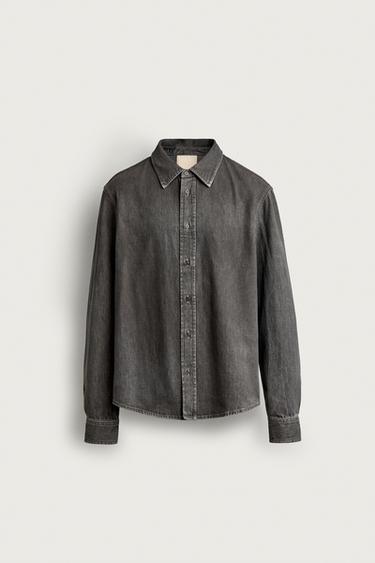WASHED DENIM SHIRT — Gray 1