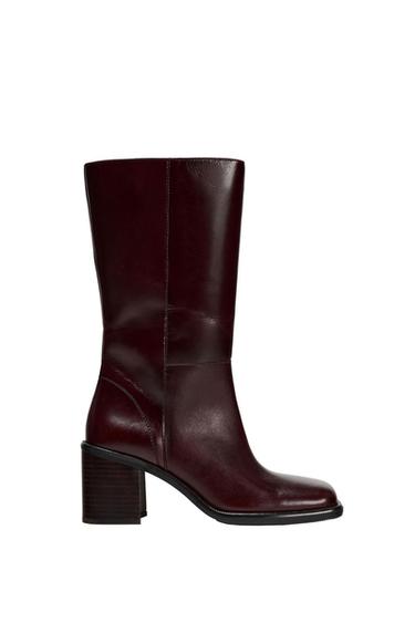 LEATHER ANKLE BOOTS WITH SQUARE TOE