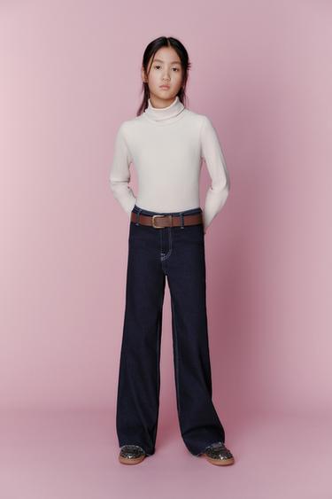 Zara RIBBED TURTLENECK T-SHIRT - Ecru