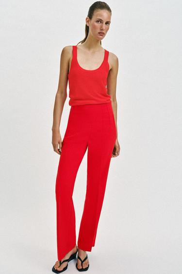 HIGH-WAIST TROUSERS WITH BACK ZIP - Bright red by Zara