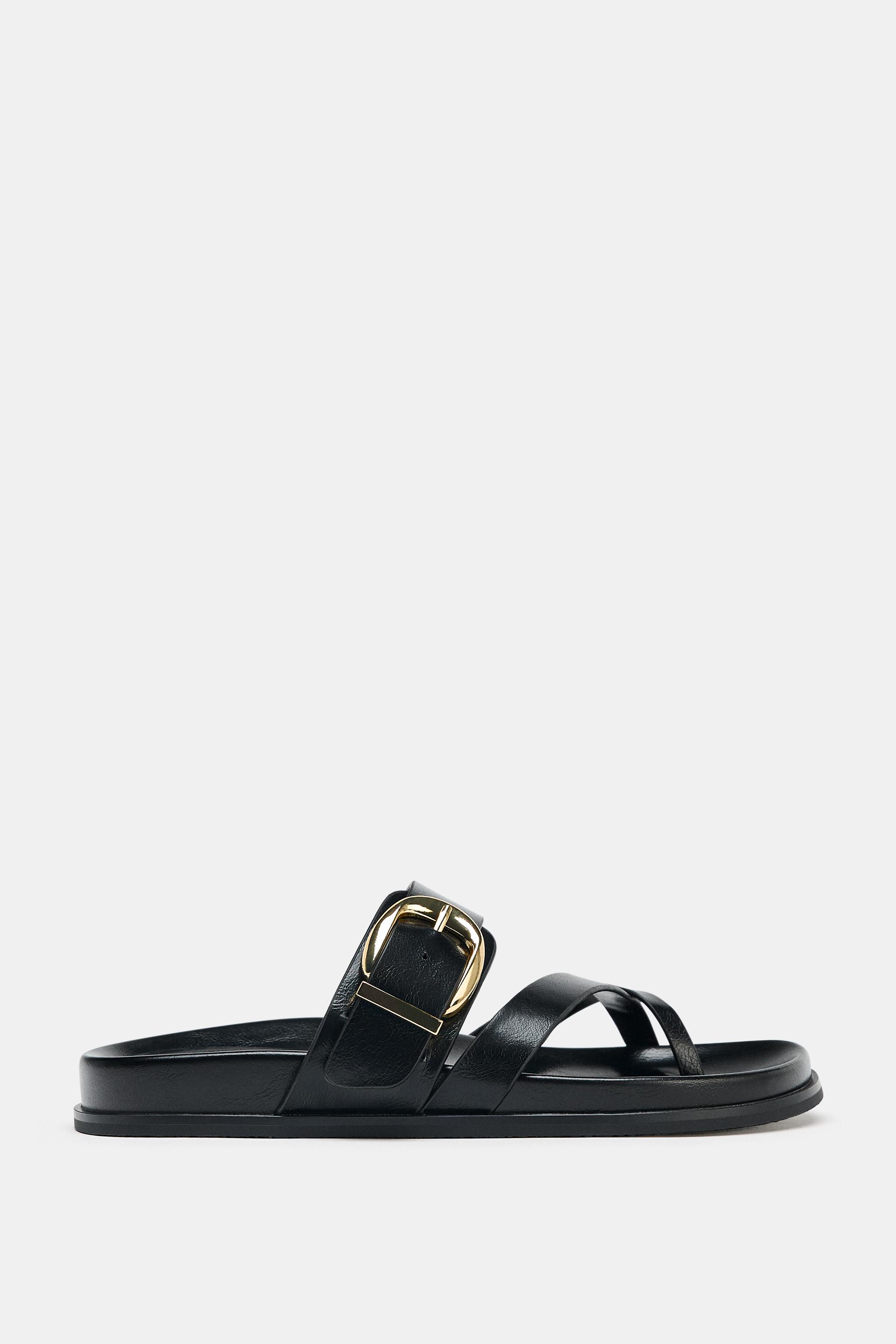 Женские сандалии Zara FLAT BUCKLE SANDALS