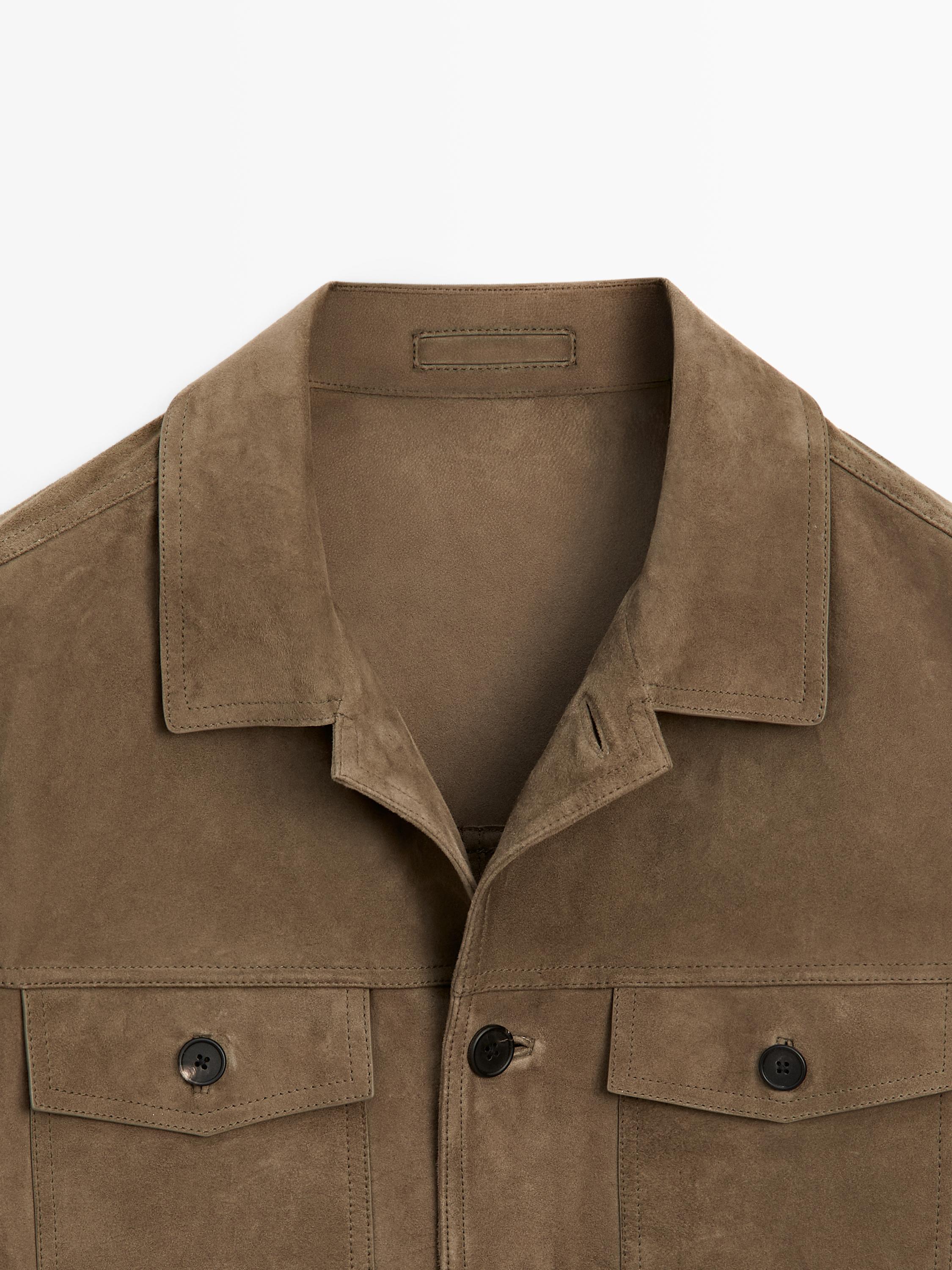 Veste à poches en cuir effet usé