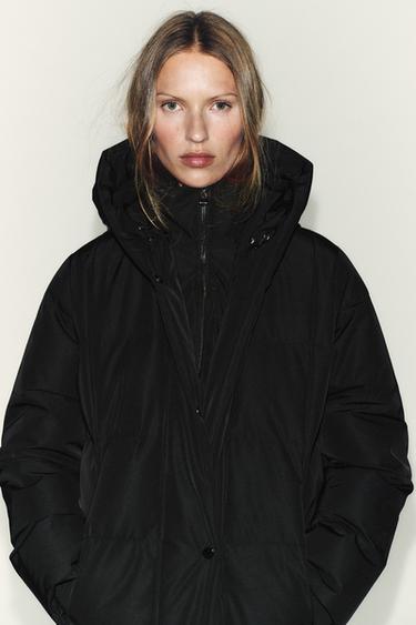DOUDOUNE LONGUE À CAPUCHE DÉPERLANTE COUPE-VENT - Noir de Zara - Image 3