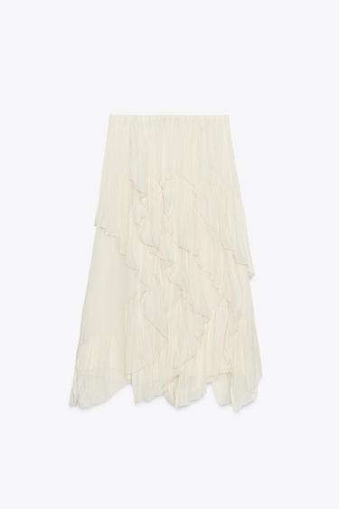 ZW COLLECTION COTTON GAUZE SKIRT - Oyster-white by Zara - Image 6