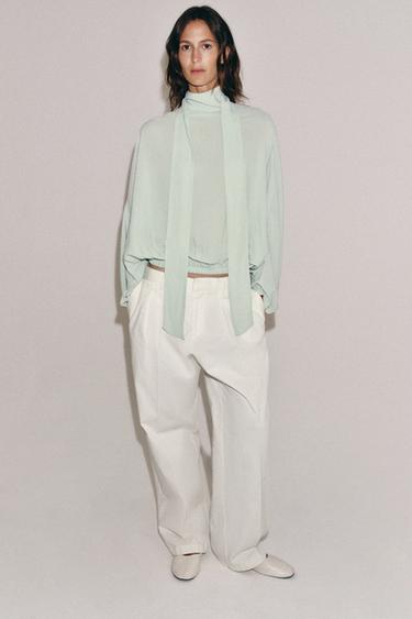 CAMISA LAZADA ZW COLLECTION - Verde agua de Zara