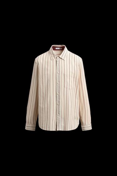 CAMISA ESTRUCTURA RAYAS - Blanco roto de Zara