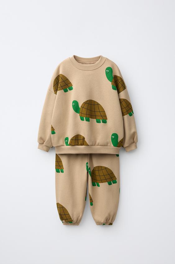 TURTLE PRINT SWEATSHIRT AND JOGGERS SET - Light brown de Zara - Imagen 0