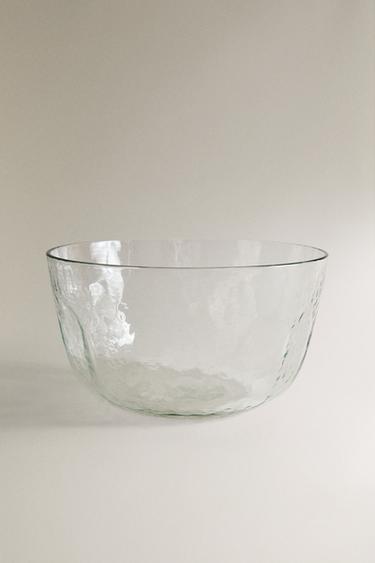 HAMMERED GLASS SALAD BOWL - Transparent by Zara