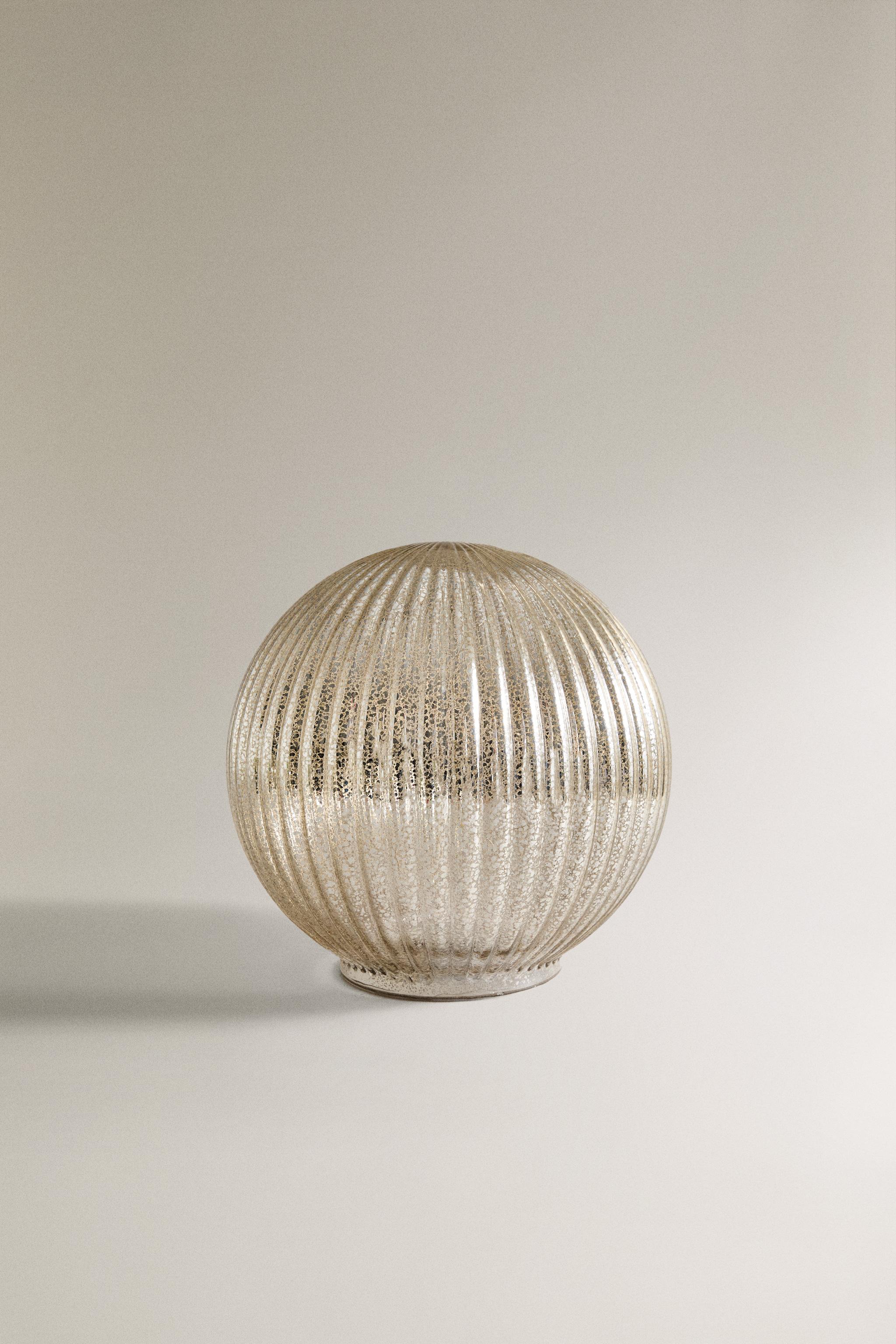 SMALL STRIPED BALL LED LIGHT CHRISTMAS ORNAMENT