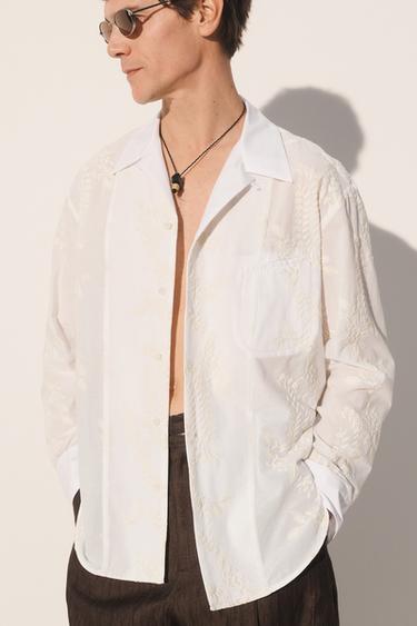 EMBROIDERED RELAXED FIT SHIRT - Ecru by Zara