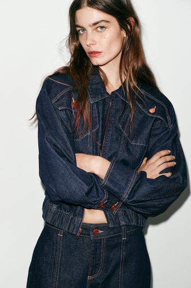 DŽÍNOVÁ BOMBER BUNDA Z1975 - Modrá od Zara