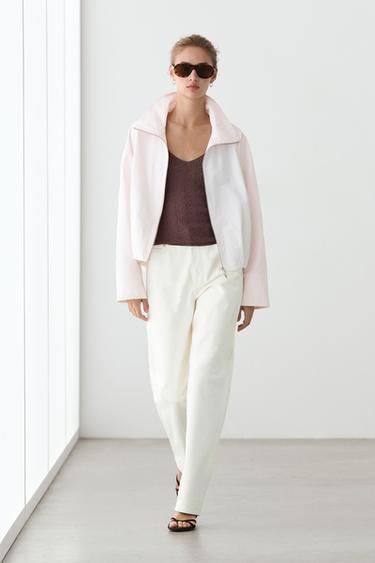 Zara High neck bomber jacket - Pale pink - Image 0