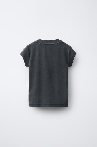 T-SHIRT EFFET DÉLAVÉ STRASS - Gris anthracite de Zara - Image 1