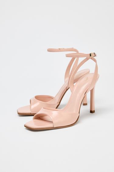 CRACKLED-EFFECT HEELED SANDALS - Pink by Zara - Image 1