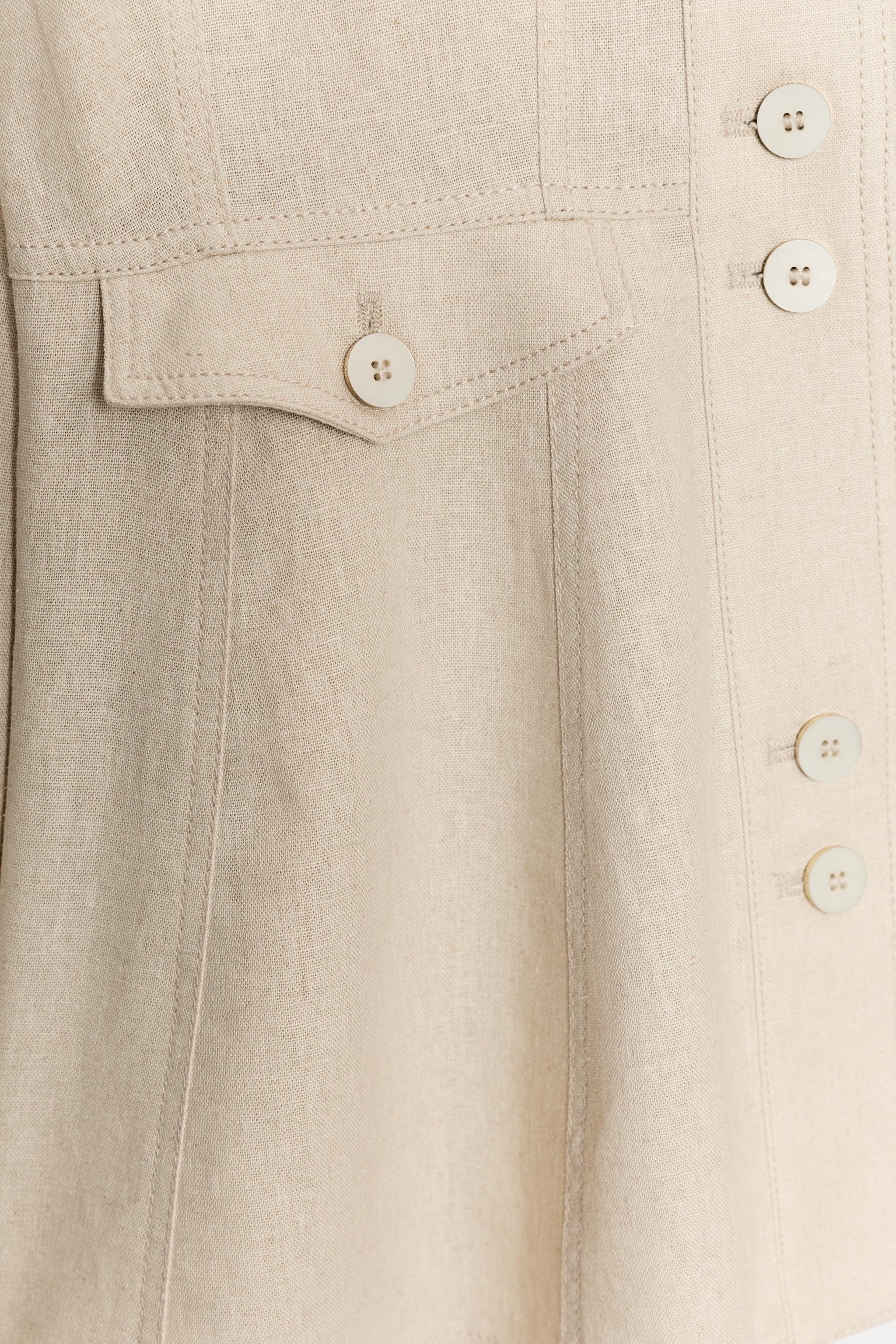 FITTED LINEN JACKET WITH SHOULDER PADS
