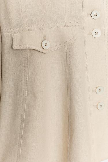 FITTED JACKET WITH LINEN AND SHOULDER PADS - Light beige by Zara - Image 9
