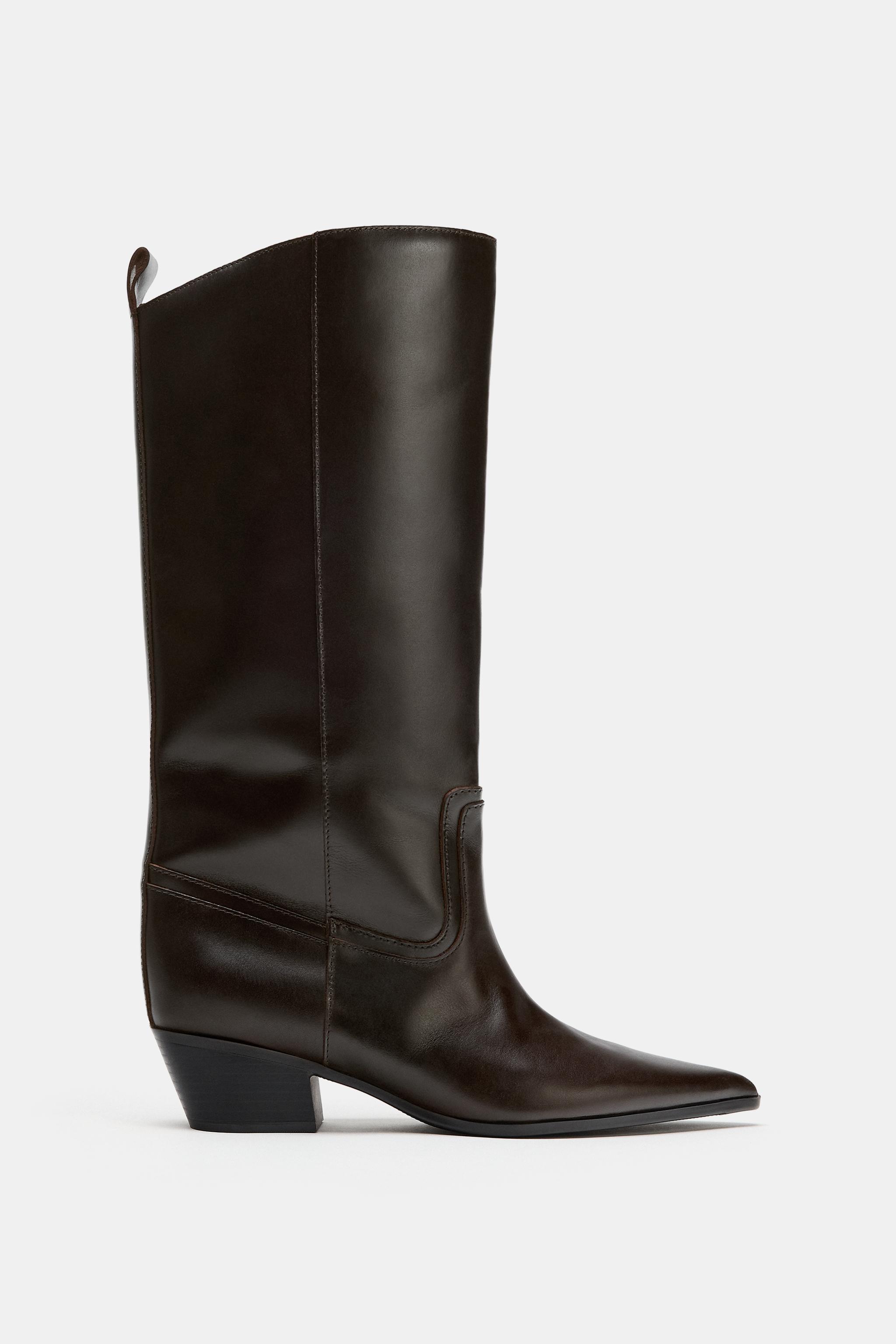 LEATHER COWBOY HEELED BOOTS