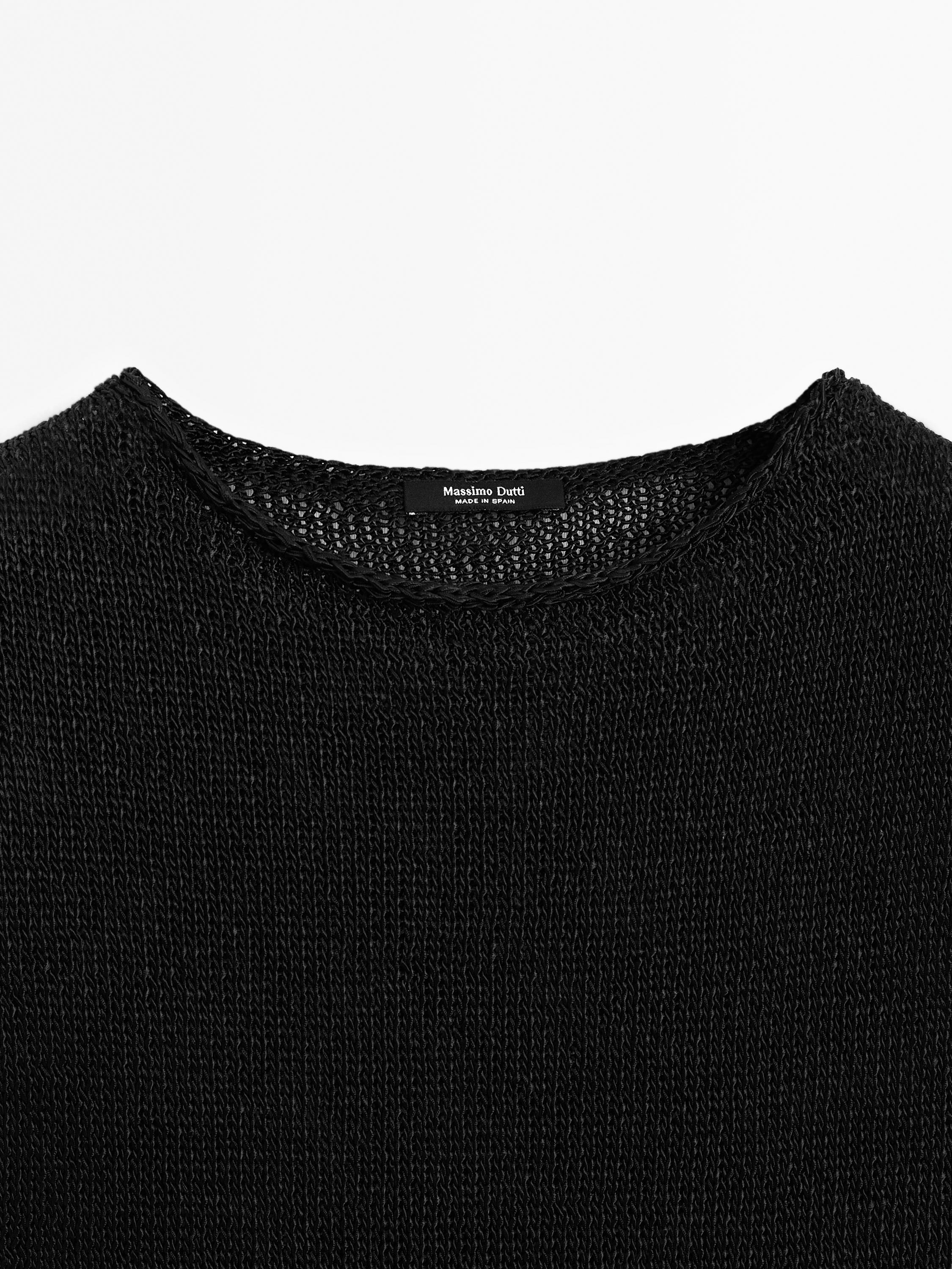 Asymmetric cutwork top - Black | ZARA United States