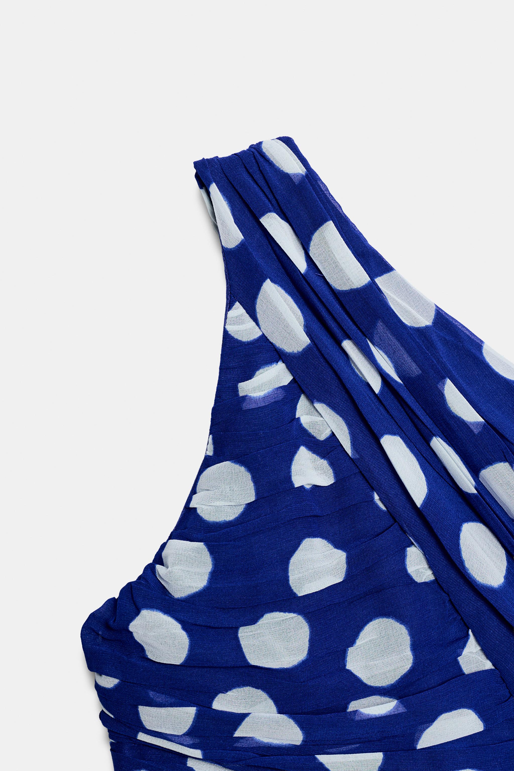 DRAPED POLKA DOT MINI DRESS