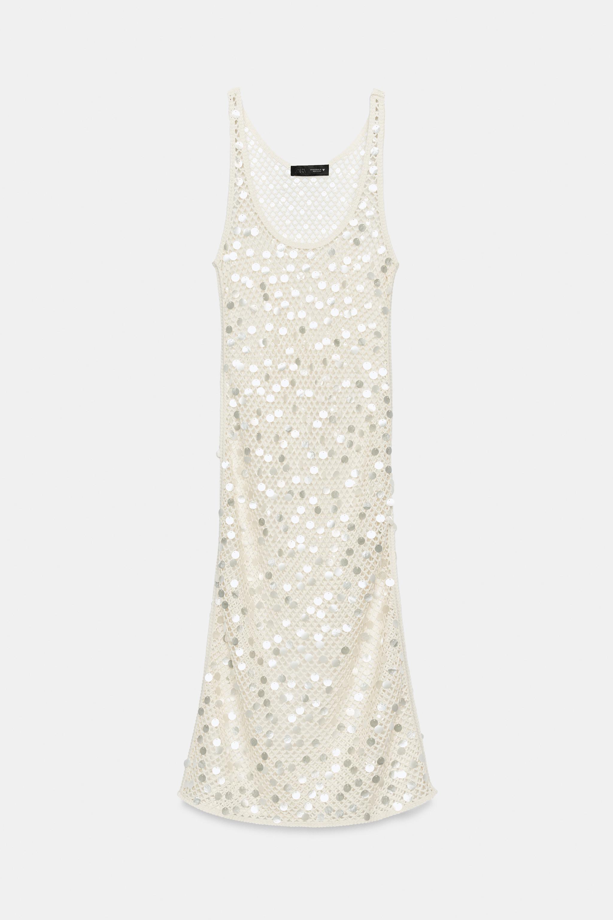 Женские платья Zara SEQUIN RED MIDI DRESS — фото 5