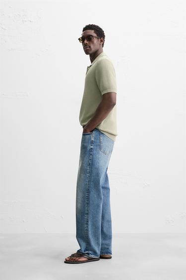 POLO EN MAILLE STRUCTURÉE - vert délavé de Zara - Image 3