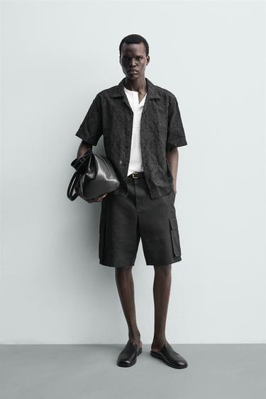 РУБАШКА RELAXED FIT ИЗ ЖАККАРДОВОЙ ТКАНИ — ЧЕРНЫЙ от Zara