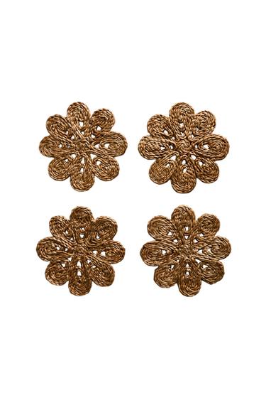 ラフィア コースター(x 4 セット)ライトベージュZaraのラフィア コースター(x 4 セット) - ライトベージュ