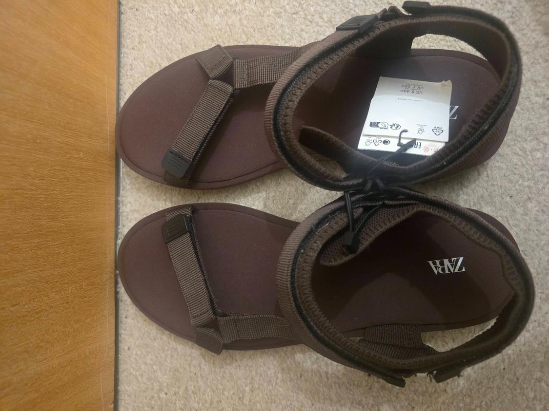 BROWN TECHNICAL FLAT SANDALS UK 8/41 - Image 3