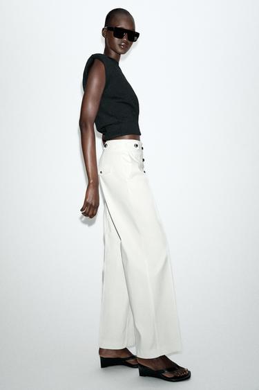 TROUSERS WITH METAL BUTTONS - Ecru by Zara - Image 3