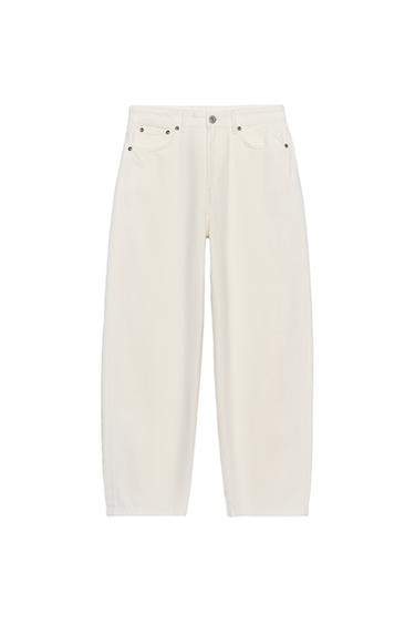 JEANS ZW COLLECTION TAPERED MID-WAIST - White by Zara