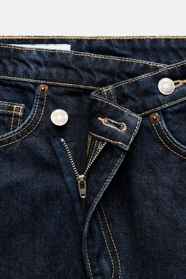 Zara TRF CROSS-WAIST DENIM SKIRT - Dark indigo