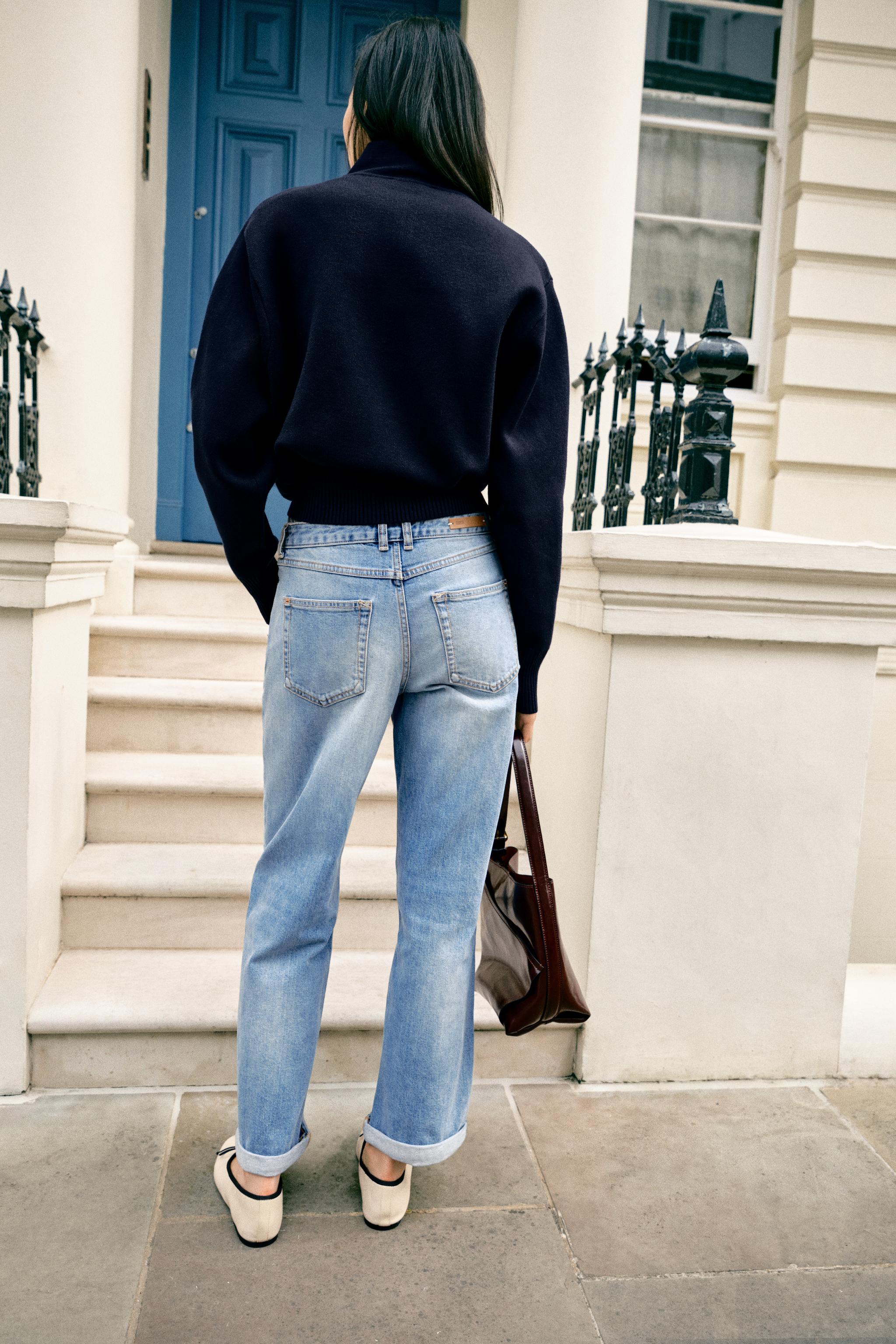 Zara Z1975 RELAXED FIT KATLAMALI PAÇALI ORTA BEL JEAN görsel 5