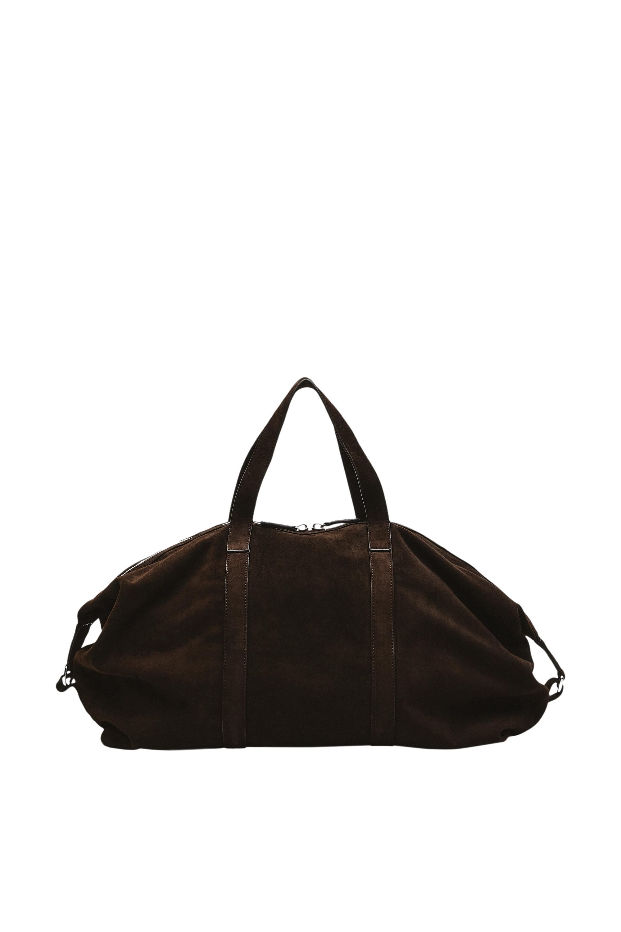 Split suede leather sport bag — Chocolate