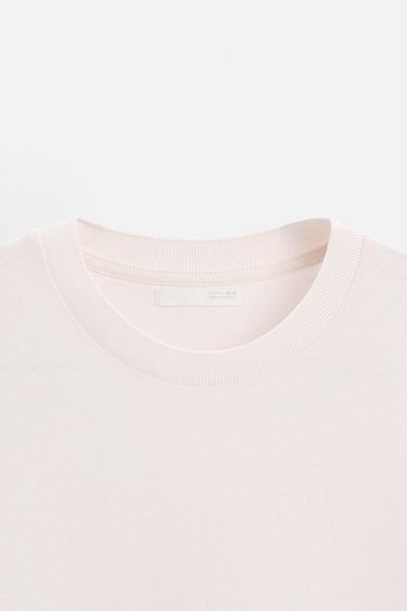 T-SHIRT BASIQUE EN MAILLE - Rose craie de Zara - Image 7