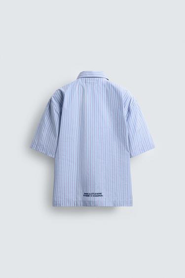 STRIPED SHIRT WITH PATCHES CHAMPION ® X ZARA - Blue by Zara - Image 7