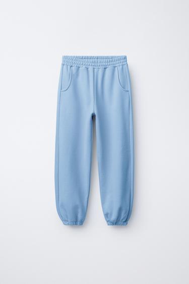 PANTALÓN JOGGER FELPA BÁSICO - Celeste de Zara - Imagen 0