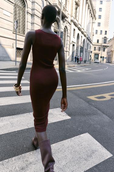 KNIT DRESS WITH CUT-OUT AND METAL DETAIL - Wine by Zara - Image 3