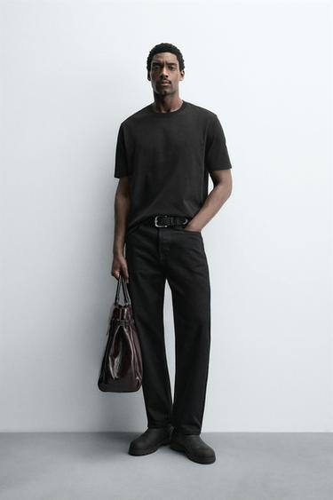 TRICOU HEAVY WEIGHT CU MÂNECĂ SCURTĂ - Negru de la Zara