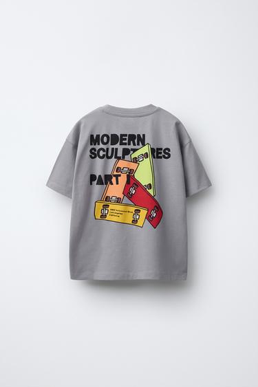 T-SHIRT À IMPRIMÉ SKATE - Gris de Zara - Image 1