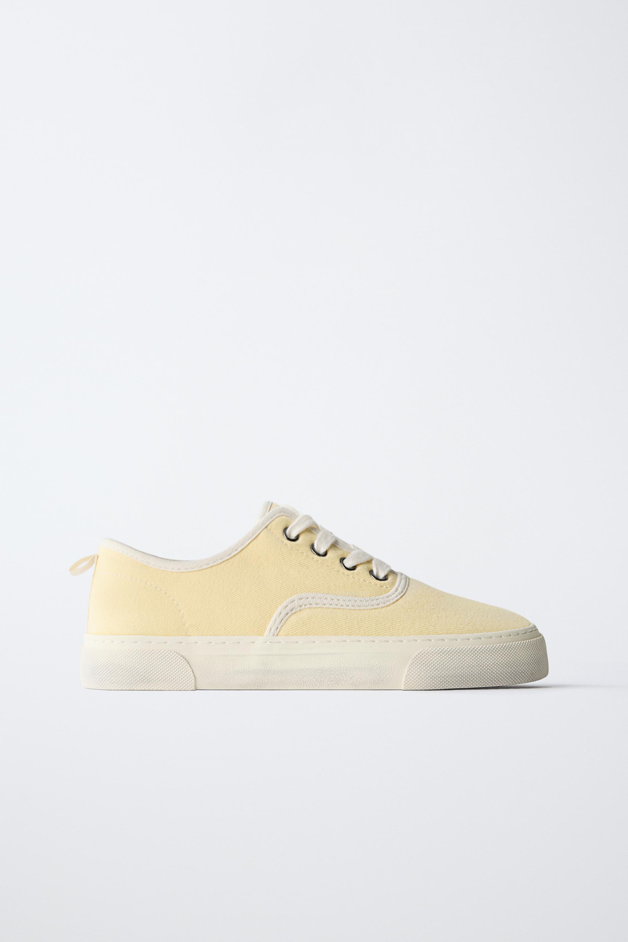 CASUAL LACE-UP SNEAKERS — Yellow