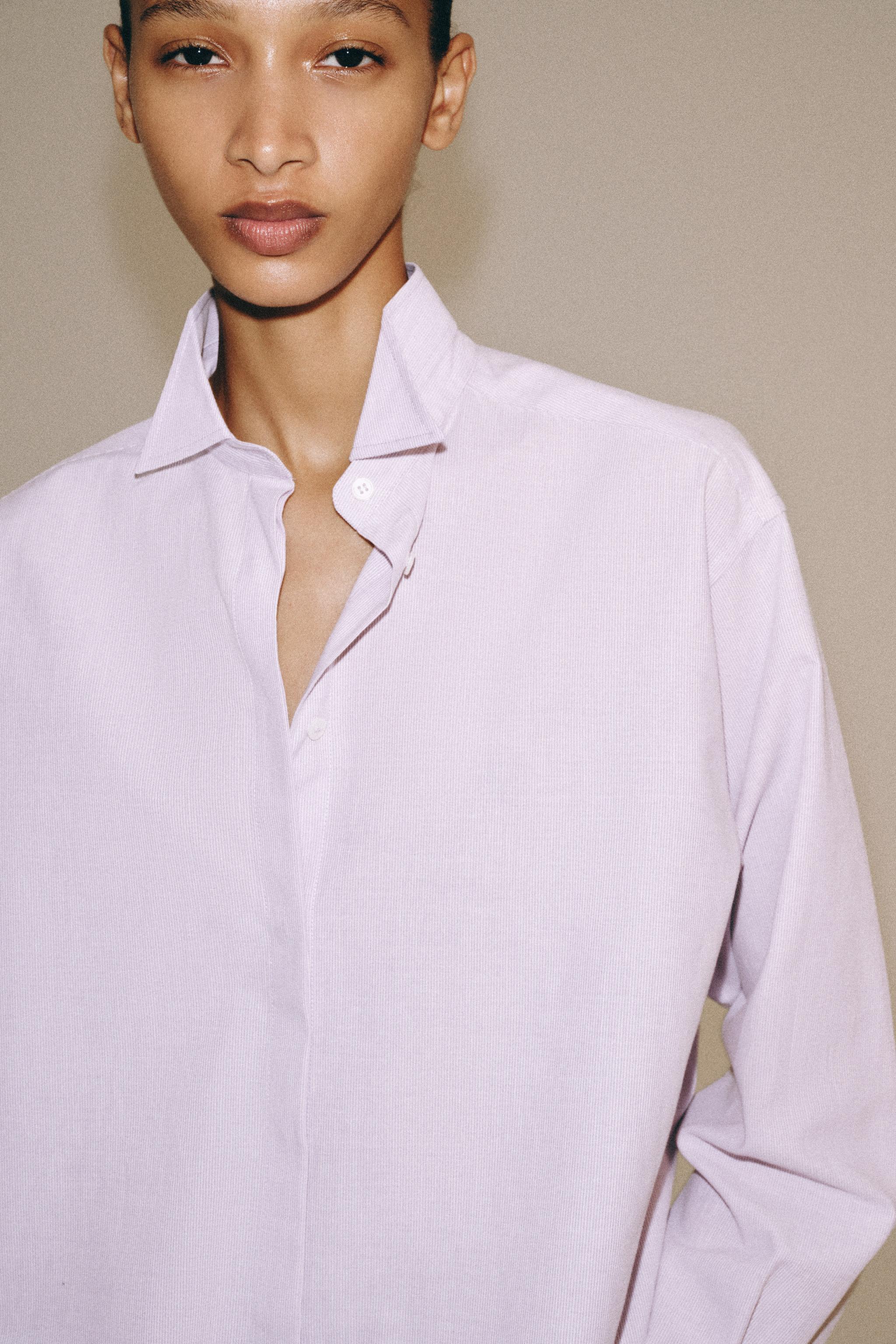 ZW COLLECTION STRIPED SHIRT - Mauve | ZARA Canada