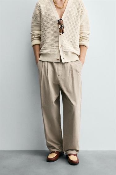 PLEATED CHINO TROUSERS - camel by Zara